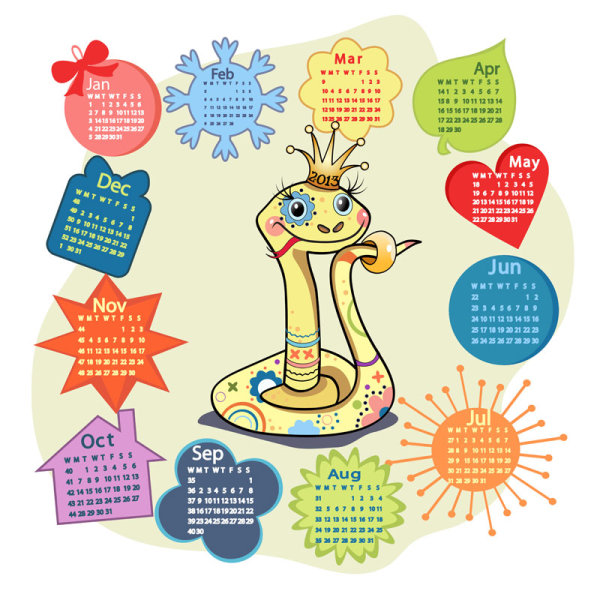 Creative 2013 calendar grid 01 - vector material
