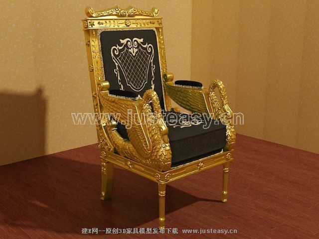 Golden Throne Chair Single Sofa Soft Sofa Sofa Chair Eu 3d