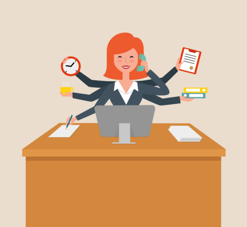 Busy Office Ladies Vector Material Download Free Vector 3d