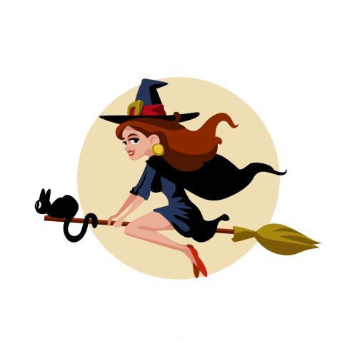 Halloween Flying Witch vector material